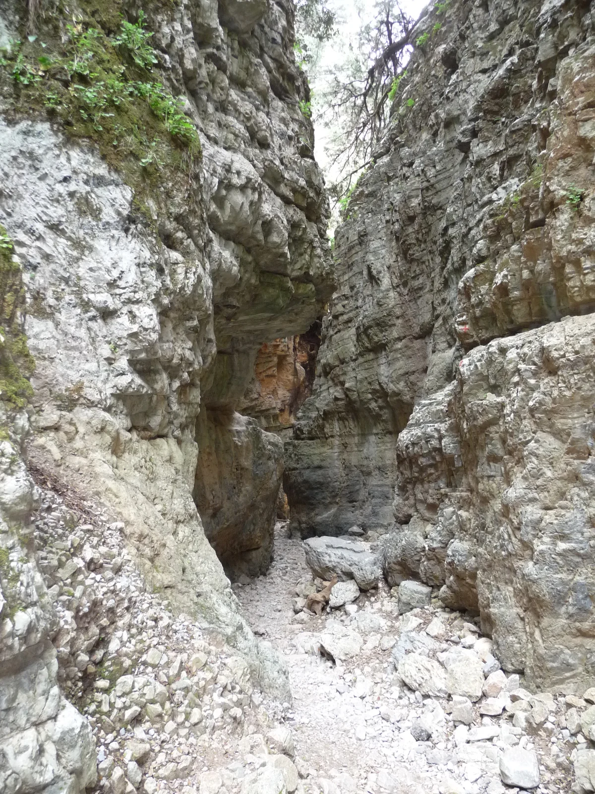 Narrow rock passage photographed in Imbros Gorge