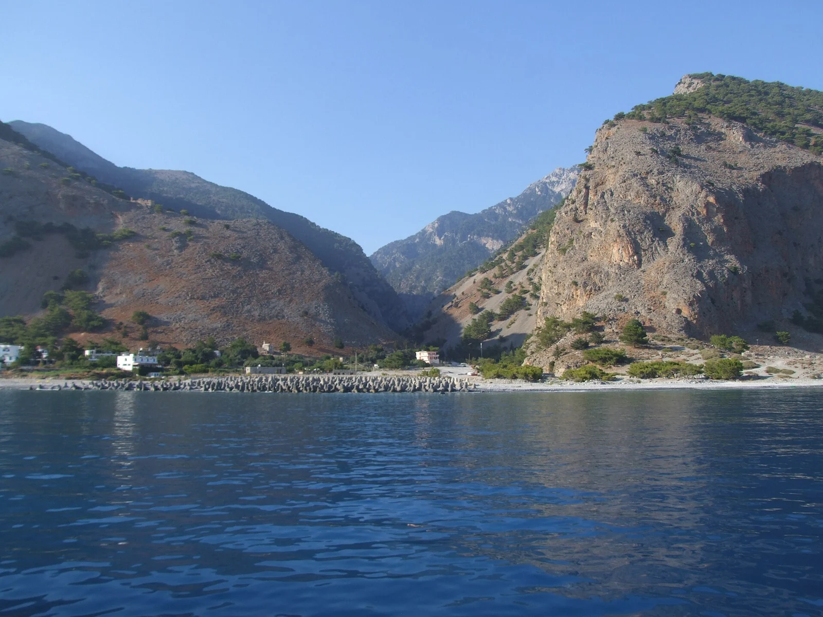 View towards Agia Roumeli at the southern end of Samaria Gorge