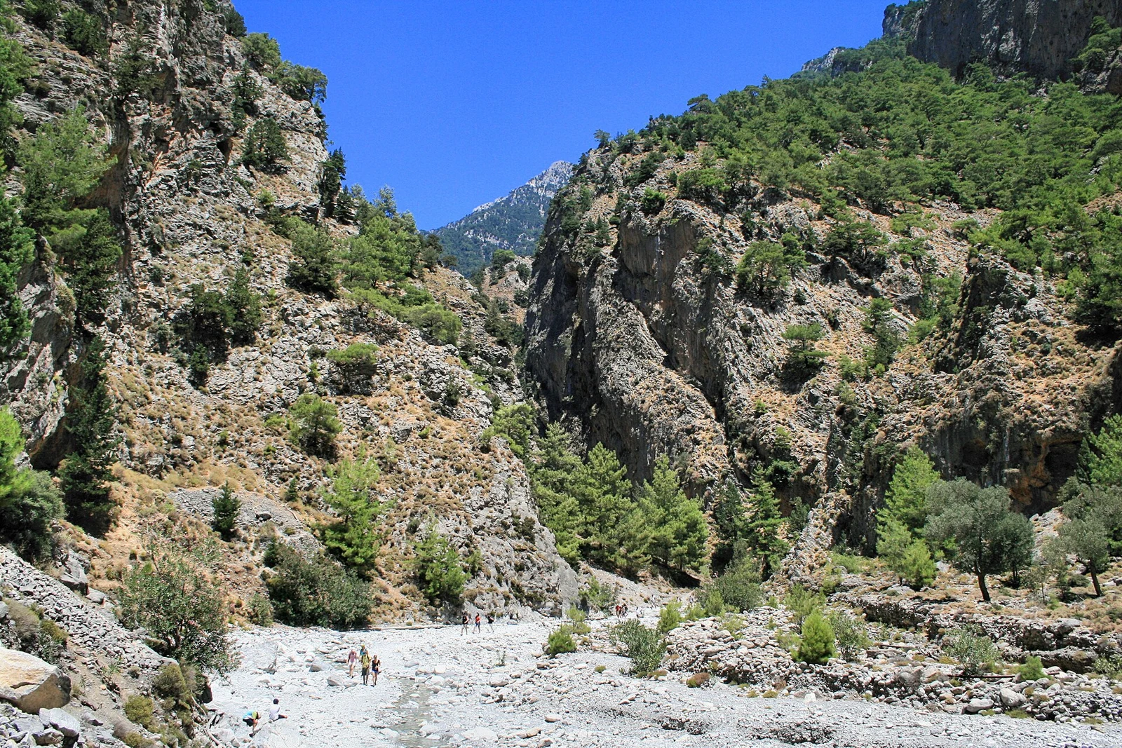 Walking path beyond a southern rock passage in Samaria Gorge